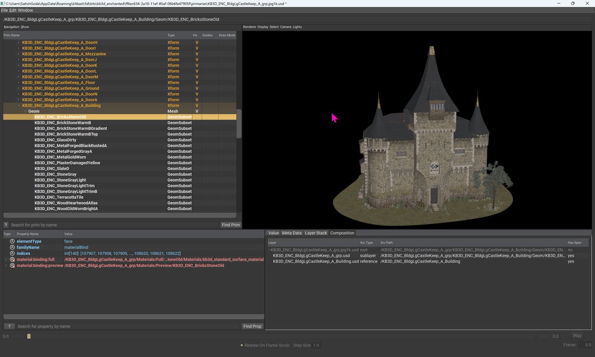 satishgoda's tweet image. Spent some time today learning a bit more about @openusd using assets from @kitbash3d Cargo app. It’s great that the KitBash3d team embraced open standards for implementing asset libraries. #assetlibrary #kitbash3d #kitbash3dcargo #openusd #openstandards #todayilearned