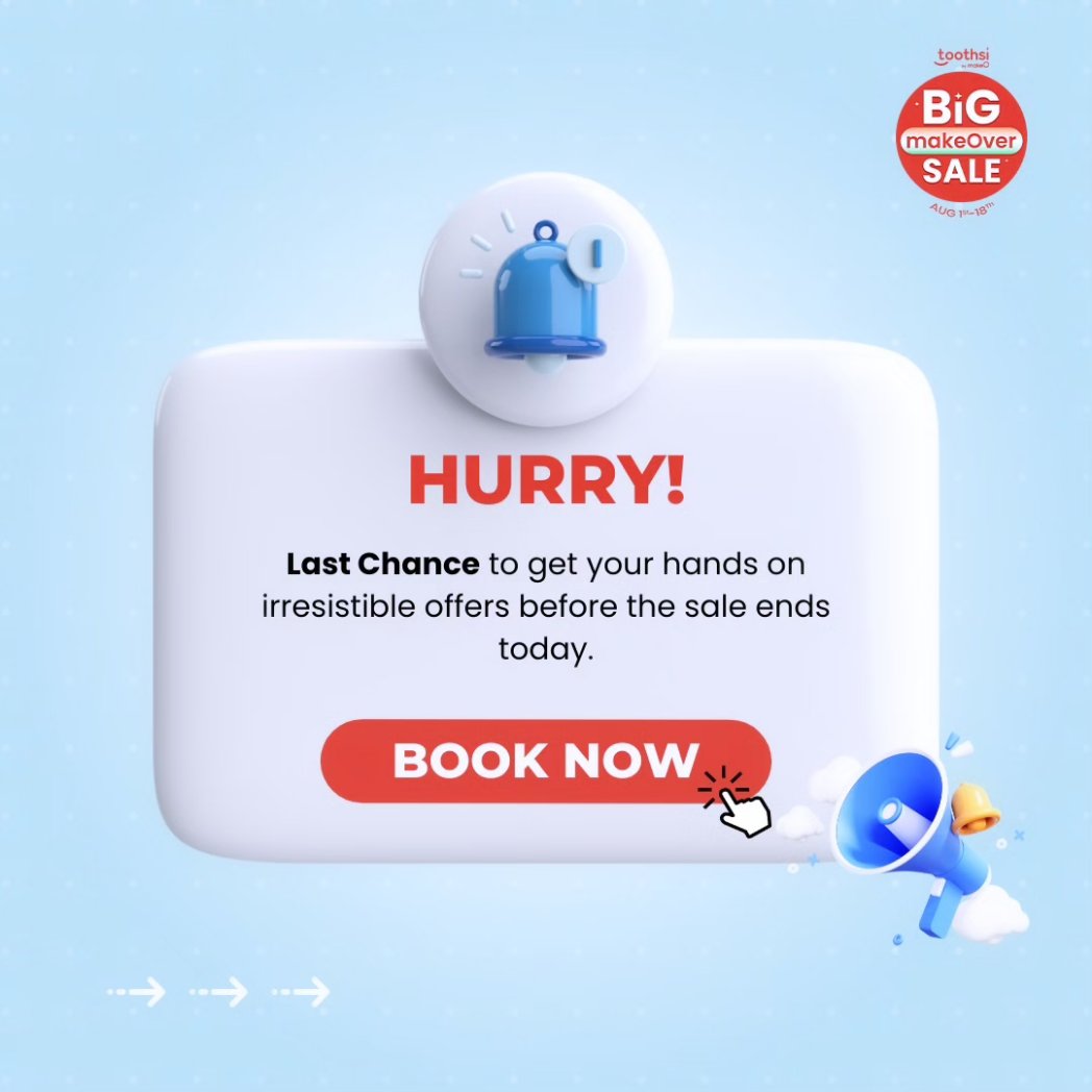 toothsialigners's tweet image. Last chance to shine! ✨ 

Don’t miss out on perfecting your smile at unbeatable prices with toothsi! 

#BigMakeOverSale #TransformationTime #StunningDeals #GetReadyToSave #MakeOverMagic #toothsialigners #toothsi #InvisibleAligners #SmileTransformation #makeO #makeOver