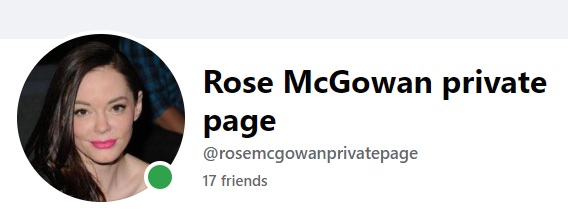 stevmagg's tweet photo. On Facebook. If you anyone uses that platform be aware of this account. It is not @rosemcgowan , but will attempt to engage you and invite you to chat while claiming to be her. The account has been reported. https://t.co/nQ36RAomoD