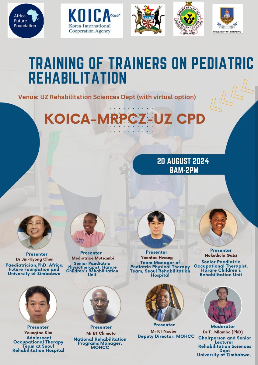 Join us for a CPD Webinar on the Robotics and Artificial Intelligence in Rehabilitation on the 20th  of August. Like and Retweet.<a href="/clemynhu/">Clement Nhunzvi</a> <a href="/ZAOT_zw/">Zimbabwe Association of Occupational Therapists</a> <a href="/zimphysios/">ZPA</a> <a href="/TherapistGta/">Government Therapist Association(GTA)</a> <a href="/thewfot/">WFOT</a> <a href="/clemynhu/">Clement Nhunzvi</a> <a href="/EMavindidze/">Edwin Mavindidze</a> <a href="/MnambahNyarie/">Dr Nyarie Munambah</a> @SidaMuchemwa #Rehab2030