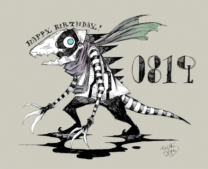 毎日誰かの誕生日!8月19日生まれの方、お誕生日おめでとうございます!8/19生まれの方に届くと嬉しいです!いっちょやってやりますか!な1日となりますように!#誕生日 #happybirthday #8月19日 #ボールペン画 