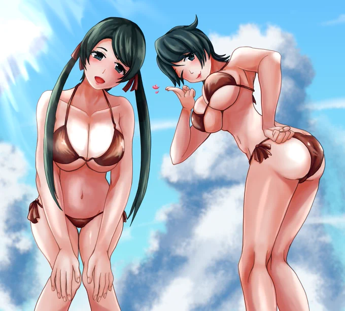 例の水着のもがみんとくまりんこ#艦これ 