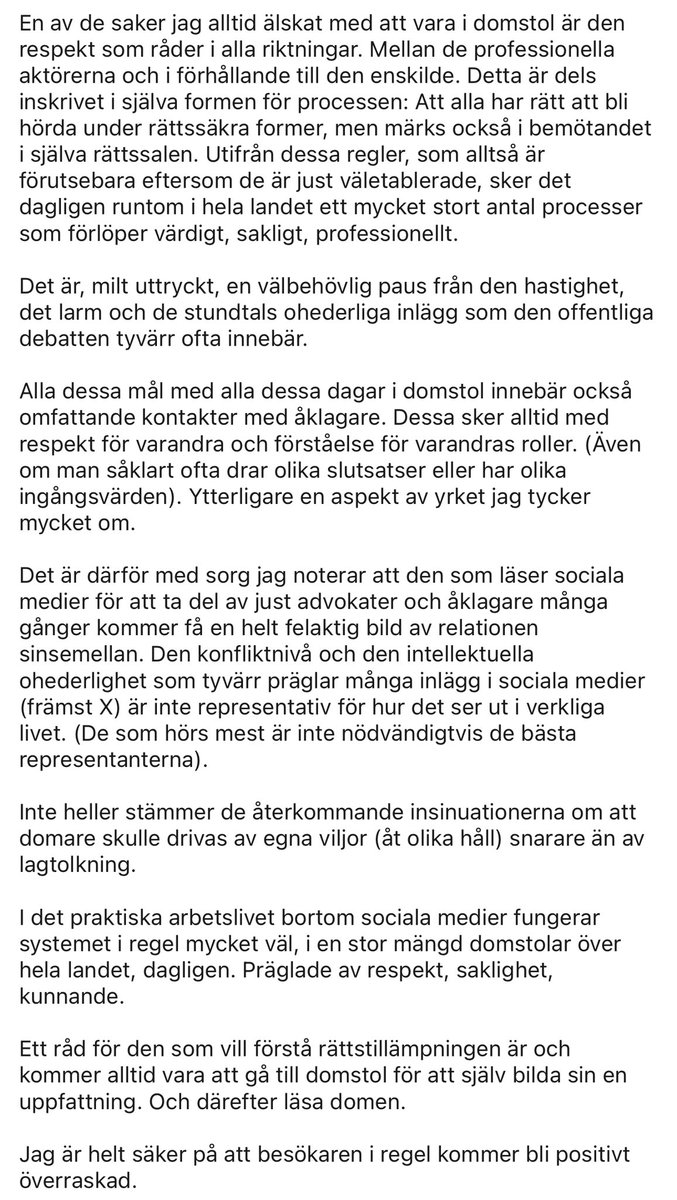 hrhellman's tweet photo. Klokt inlägg av advokat Viktor Banke på LinkedIn apropå det intryck om rättsstatens aktörer man ibland kan få här på X. https://t.co/prs2Mvni8R