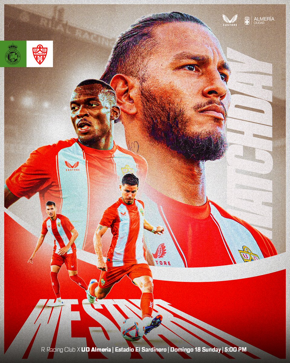 U_D_Almeria's tweet image. 𝐌𝐚𝐭𝐜𝐡𝐝𝐚𝐲

🚌 ¡Comienza el camino de la 𝐑𝐮𝐛𝐢𝐧𝐞𝐭𝐚 en @LaLiga2! 

🆚 @realracingclub.
⌚️ 17:00 h.
📍 El Sardinero.
📺 LaLiga Hypermotion TV.
📻 #UDARadio.

#VamosAlmería 🔴⚪️ | #RacingAlmería ⚔️