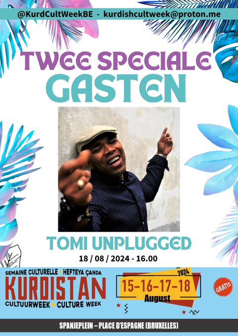 KurdCultWeekBE's tweet photo. 🎤Invité spécial / Speciale gast  

🔴 Tomi Unplugged Musique cubaine / Cubaanse muziek
⏲️ 18-08-24 - 16:00h
#KurdistanCultureWeek2024 https://t.co/gwMCv03D2P