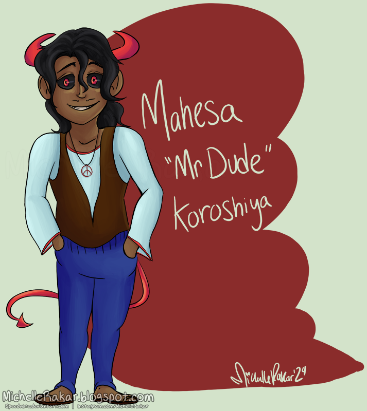 Mr Dude is the leader of Mr Dude World. His real name is Mahesa, but he has hidden his identity with the name Mr Dude. He is often very carefree and laid-back. Mr Dude works under Izumi to manage all of the various timelines and keep records of them.