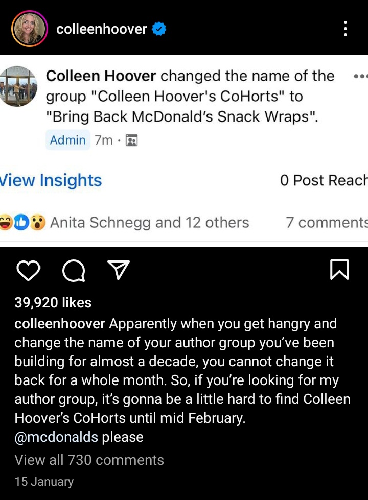 liviatoures's tweet photo. Just in case ada yang belum aware, Colleen Hoover itu problematik: 
1. Zionist
2. SA enabler
3. Promosi IEWU pake merch lucu yang kesannya meromantisisasi abuse
4. Bukunya yang lain banyak meromantisisasi hal yang ga wajar

Masih banyak karya lain yang lebih pantas dihype tbh. https://t.co/bpiATHYVMi