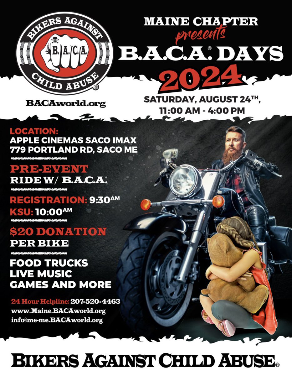 Maine Chapter - B.A.C.A. Days 2024  #bikersagainstchildabuse #onebaca #awareness #motorbike #ride #motorcycle #bikers #bike
