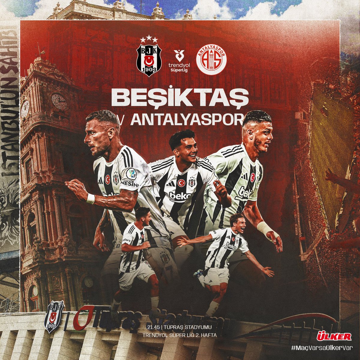 Besiktas's tweet image. 📢 Bugün #BeşiktaşınMaçıVar
🏆 Trendyol Süper Lig 2. Hafta 
🆚 @Antalyaspor 
📍 Tüpraş Stadyumu 
⏰ 21.45
🦅 #BoğazınEfendisi

@Ulker | #MaçVarsaÜlkerVar