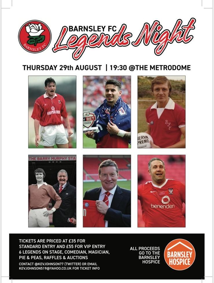 ๐บ๐ด๐
๐น๐พ๐ท๐ฝ๐
๐พ๐ฝ (@kevjohnson77) on Twitter photo While you are all still buzzing #barnsleyfc fans, final call for the upcoming legends night at the Metrodome a week on Thursday with all proceeds going to <a href="/BarnsleyHospice/">Barnsley Hospice</a>
6 x Legends - Adam Hammill, Allan Clarke, Barry Murphy <a href="/Gerry_Taggart/">Gerry Taggart</a> <a href="/Parky08/">Jon Parkin</a> <a href="/DannyWOfficial/">Danny Wilson</a> on stage While you are all still buzzing #barnsleyfc fans, final call for the upcoming legends night at the Metrodome a week on Thursday with all proceeds going to <a href="/BarnsleyHospice/">Barnsley Hospice</a>
6 x Legends - Adam Hammill, Allan Clarke, Barry Murphy <a href="/Gerry_Taggart/">Gerry Taggart</a> <a href="/Parky08/">Jon Parkin</a> <a href="/DannyWOfficial/">Danny Wilson</a> on stage