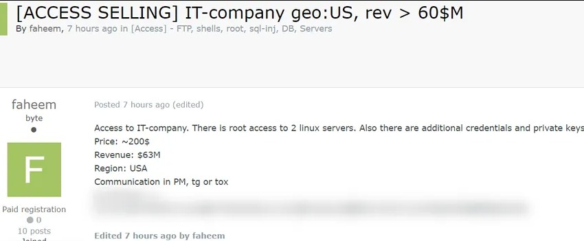 YaminRasel2's tweet photo. Security Alert! 🚨A threat actor is allegedly selling root access to a 60M USA-based IT company, including credentials and private keys. Now is the time to fortify your defenses! 🛡️
#CyberSecurity #InfoSec #DataProtection #StaySafe https://t.co/RgbTKv7tC9
