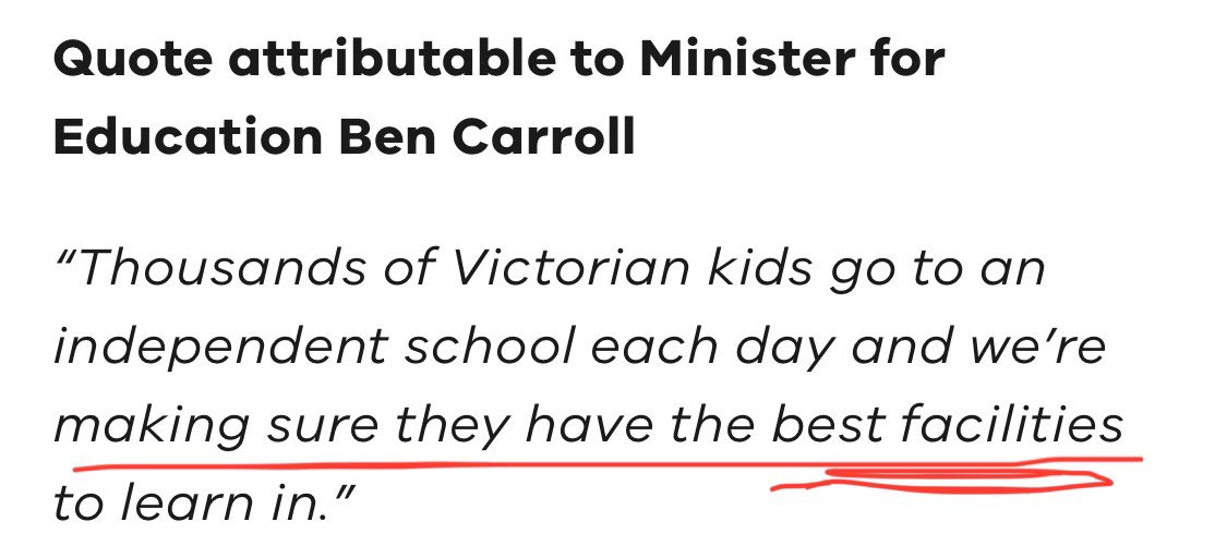 And then this out later on Friday night:
premier.vic.gov.au/boost-victoria…

Shocking that non-gov schools can double dip from both State and Fed for infrastructure funding while public schools don’t have the basics. 

School funding inequity is baked in by both levels of <a href="/AustralianLabor/">Australian Labor</a>