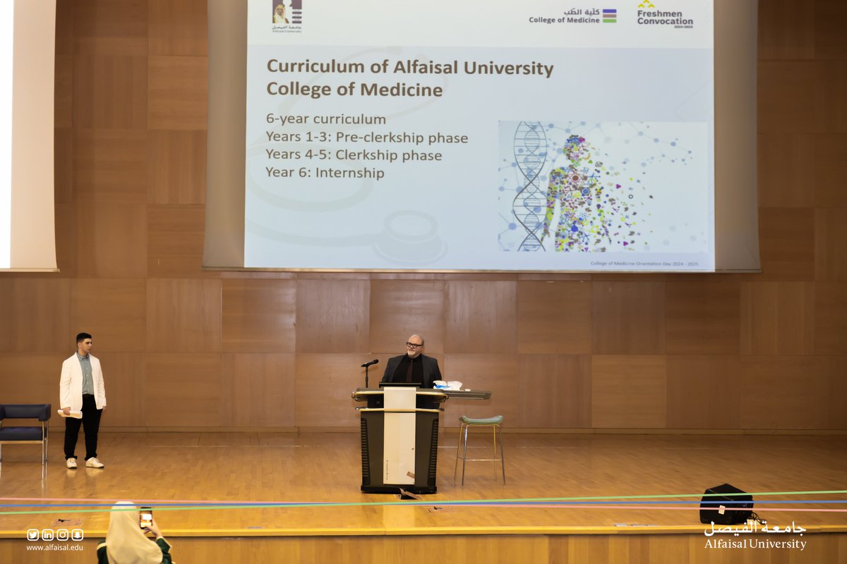 Alfaisaluniv's tweet photo. Welcoming the new medical freshmen to the #Alfaisal_University College of Medicine Orientation. Wishing you the best of luck!
#Faith_Knowledge_Performance https://t.co/2eE8cdQhgy
