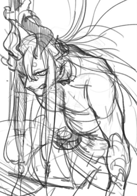 落書きしてたらなんかよくわかんないポーズの伊吹童子さんできた 