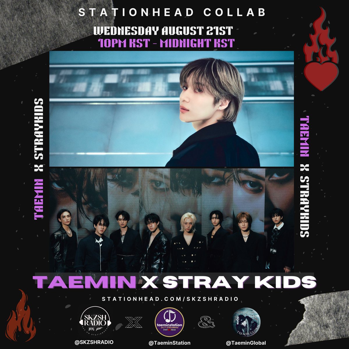 💿STATIONHEAD COLLAB💿

Ready for another Sexy Collaboration? We are back to celebrate the sweet friendship among STAY, TAEMates &amp; Shawols 🫰

💌SAVE THE DATE ~ Enjoy the amazing music of our #StrayKids &amp; #TAEMIN as we host with our lovely guests <a href="/TaeminStation/">TAEMIN Station</a> &amp; <a href="/TaeminGlobal/">Taemin Global</a>