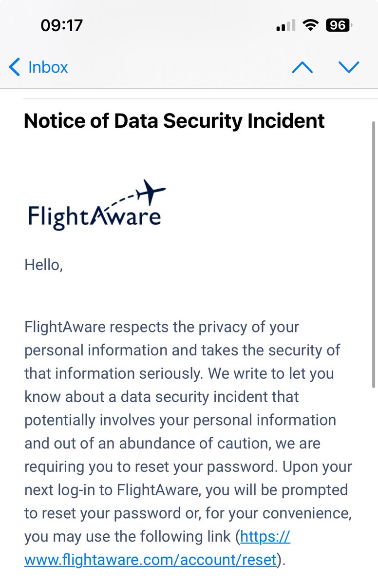 FullHeadOfHam's tweet photo. @flightaware 
You’ve mailed stating a possible data breach, and that amongst other data exposed, are our passwords. No mention if these are encrypted or plain text, you are encrypting passwords, right?
Cc @troyhunt https://t.co/NxJWlzhg6V