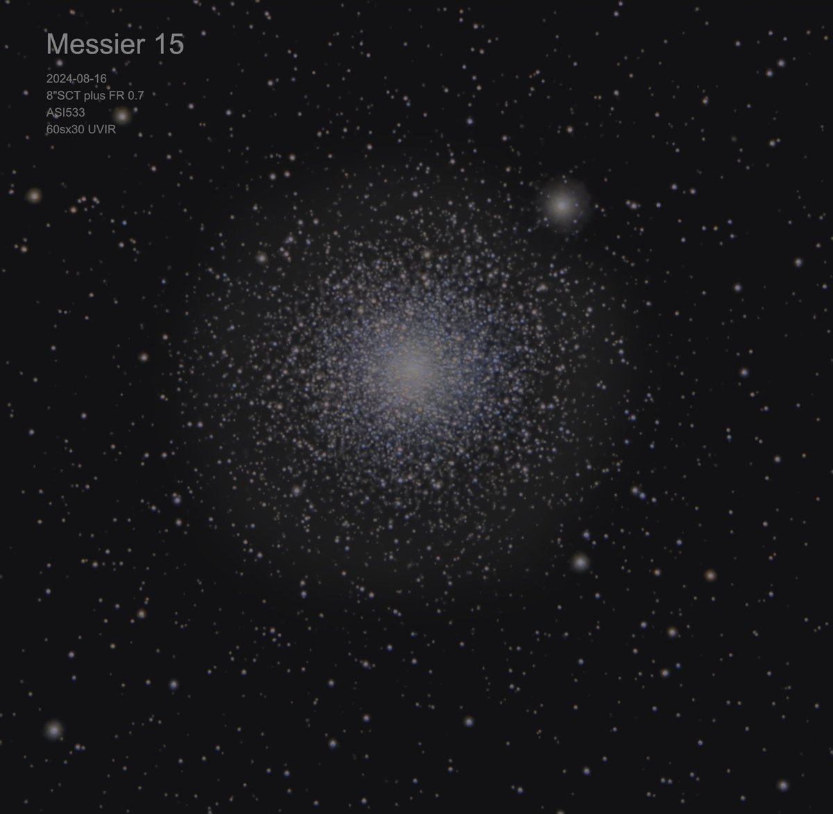 cpl43uk's tweet photo. Had to delete the original version of this as “X” seemed to suck out all it’s colour when viewing. Apologies for the repost. 

30 mins imaging exposure of #Messier15 #M15 #Glob #EAA #Astro but i could have watched this object all night ❤️ https://t.co/oIFA8285RZ