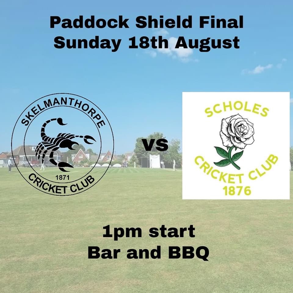 Final day is here. We welcome ⁦<a href="/Huddsscholescc/">Scholes CC</a>⁩ to Lidgett lane.1pm start. Come support the lads Bar and BBQ.🏏🍻