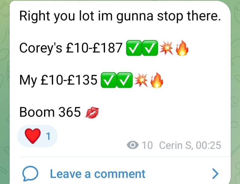 Booom365's tweet photo. Last night was fun...

https://t.co/dGZcMtiSlm
#winning #profit #bettingstrategy #PremierLeague #freetips #money https://t.co/zX6Uyl5JWc