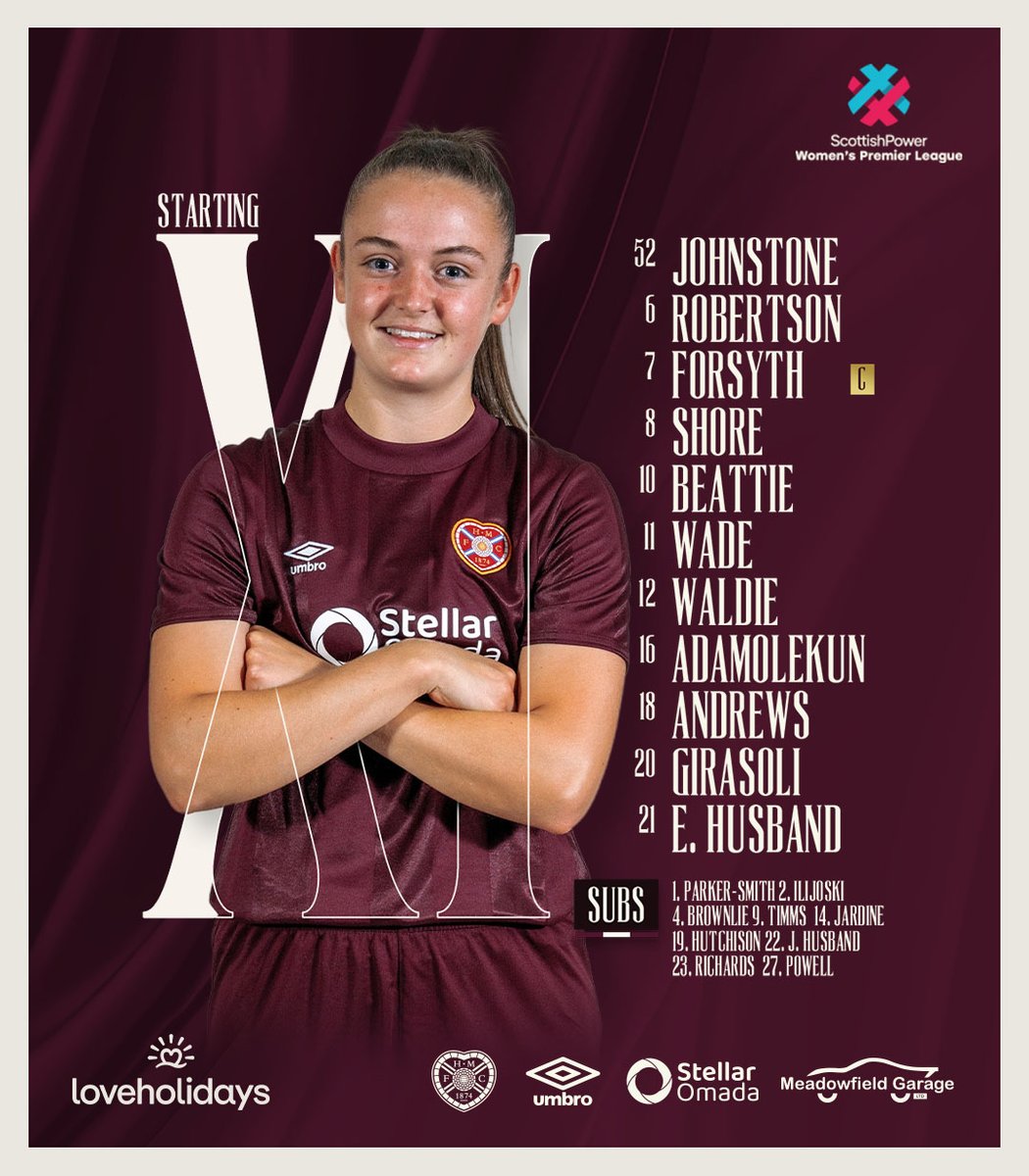 heartswomenfc's tweet photo. 📋TEAM NEWS 

Here's how the Jambos shape up for today's @SWPL match against Spartans. https://t.co/gL90pbvoIK