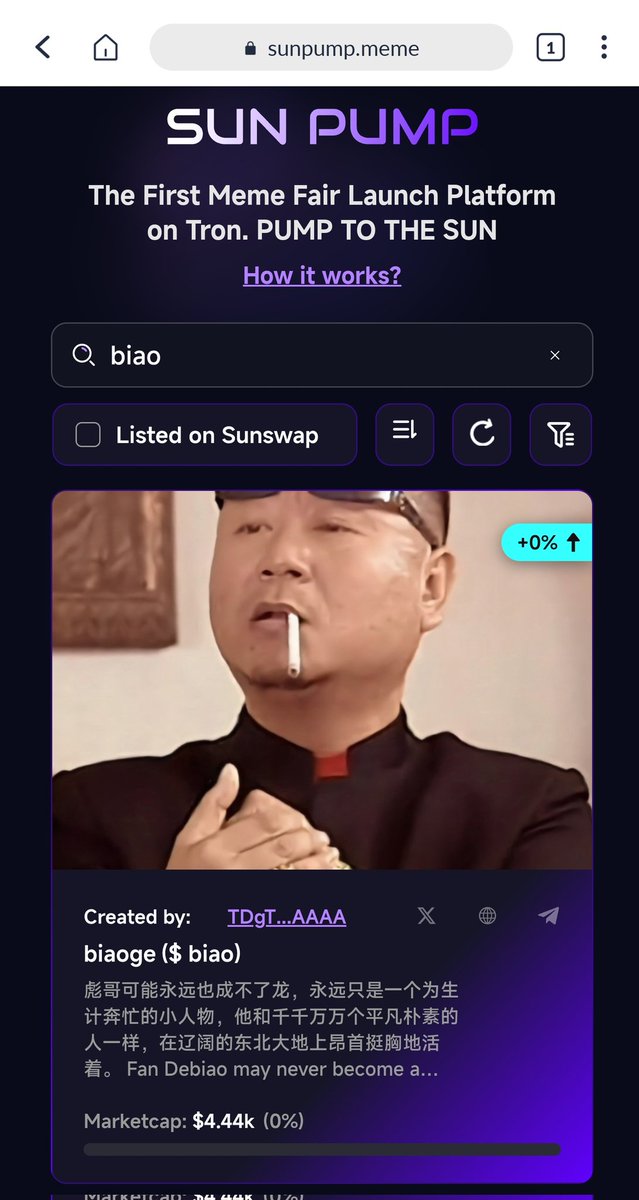 derbclub's tweet photo. @justinsuntron @tether sunmeme没有流量，单击平台，你看这个meme完全没人理 https://t.co/3F7LyjbgYH