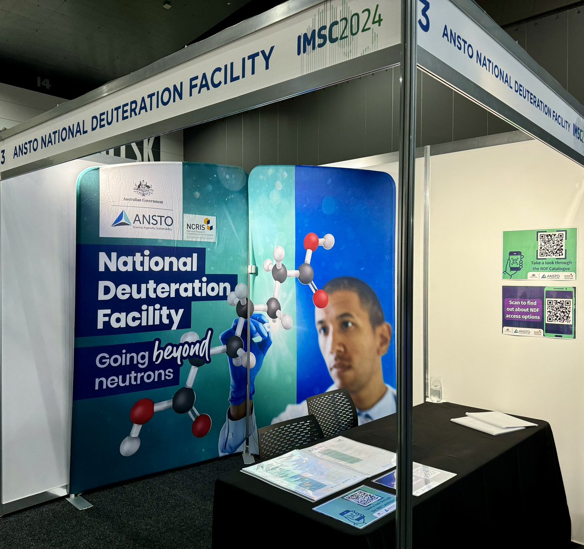 📢 Are you attending @imsc2024 Intl Mass Spec Conf in Melbourne &amp; interested in accessing custom-made deuterated molecules? 

➡️ Come talk to us at the <a href="/ANSTO/">ANSTO</a> National Deuteration Facility #NDF booth (#3)! 

#NCRISimpact #IMSC2024