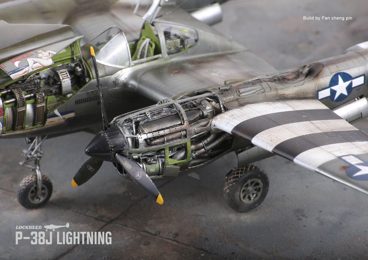 FChengpin's tweet photo. Tamiya 1/48 p-38j https://t.co/EZwJwUOz91