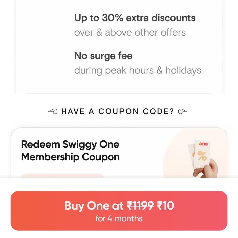 BeingR_94's tweet photo. Swiggy One : 

Renew 4 Month Swiggy One Membership at Rs.10

Check Swiggy App https://t.co/xHk7GXa7uP