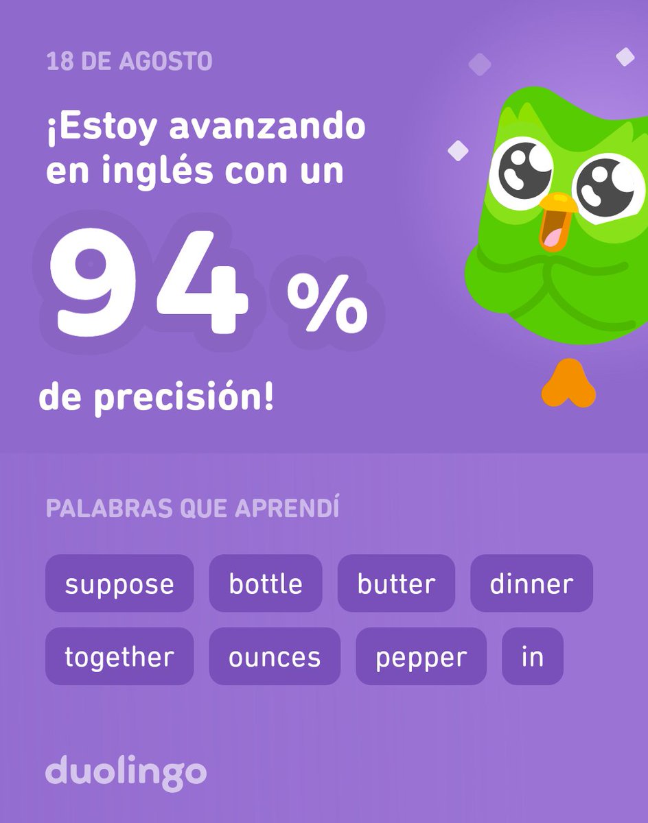 alealse's tweet photo. ¡Estoy aprendiendo inglés en Duolingo! Es gratis, divertido y efectivo. https://t.co/6lQ6iTFNMw