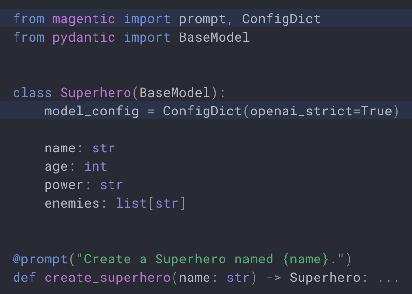 Support for <a href="/OpenAI/">OpenAI</a> 's new Structured Outputs feature now added in magentic.dev v0.32.0  for both <a href="/pydantic/">Pydantic</a> models and functions/tools.