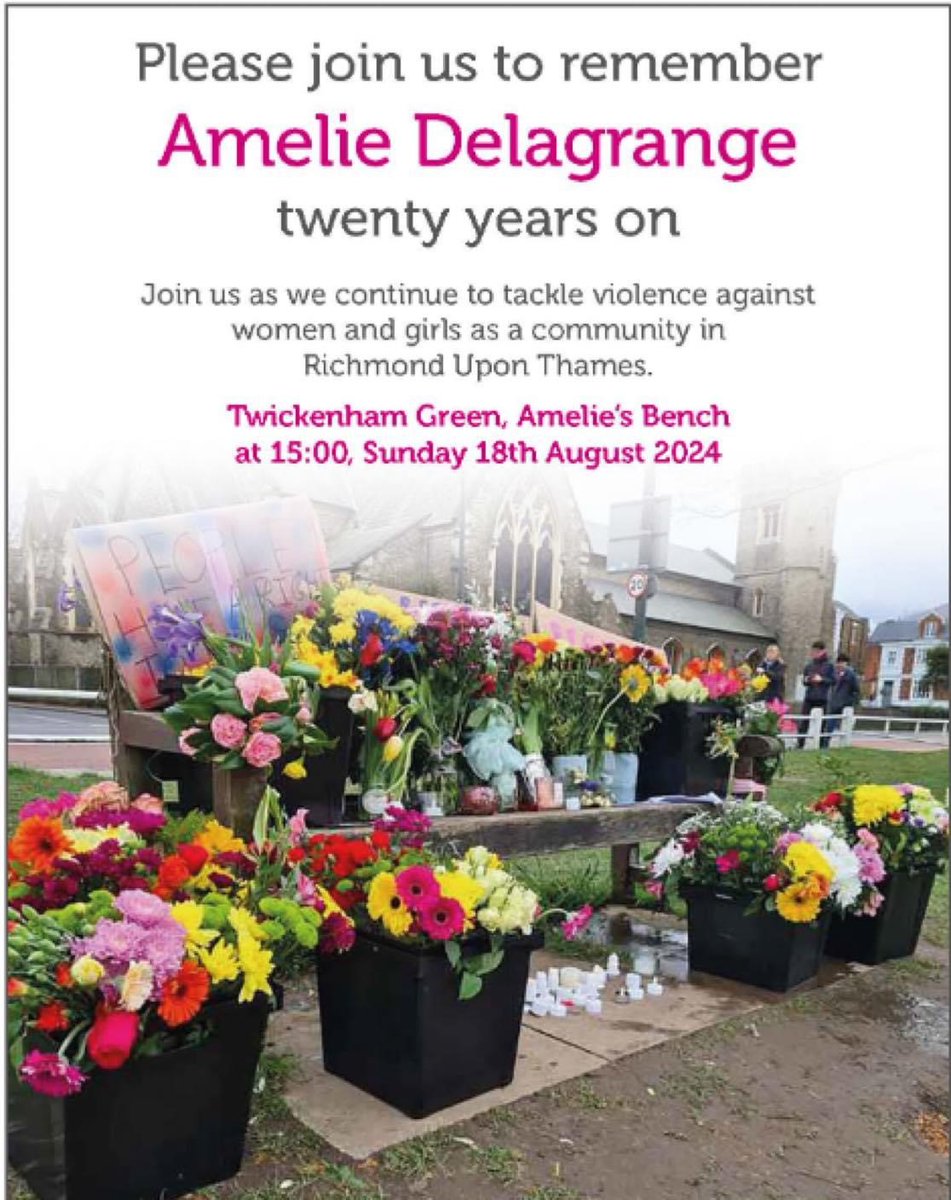The Twickenham Neighbourhood Teams will be here today with the local community to pay our respects to Amelie and other victims of violence against women and girls. Feel free to join us on Twickenham Green at 3pm today to take part and show your support <a href="/MPSRichmond/">Richmond Police</a>