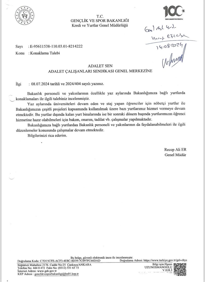 Kurum personelinin faydalanabileceği bir çalışmanın tamamlanması personelin motivasyonunu ve Kurum başarısını artıracaktır. <a href="/OA_BAK/">Dr. Osman Aşkın Bak</a> <a href="/recepalier/">Recep Ali ER</a> <a href="/GSB_KYGM/">Kredi ve Yurtlar Genel Müdürlüğü</a> <a href="/gencliksporbak/">Gençlik ve Spor Bakanlığı 🇹🇷</a>