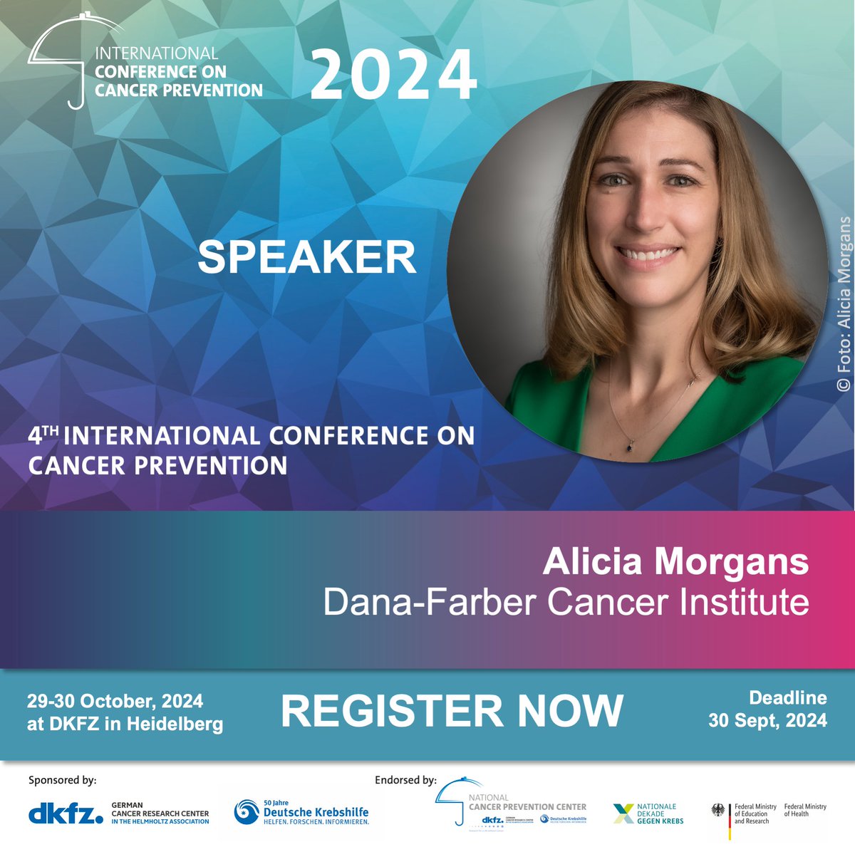 International Conference on Cancer Prevention (@intconfcanprev) on Twitter photo 🔬 We’re excited to have Dr. Alicia Morgans <a href="/CaPsurvivorship/">Alicia Morgans, MD, MPH</a> from <a href="/DanaFarber/">Dana-Farber</a> presenting on "#CancerScreening and Familial Genetic Risk: #ProstateCancer". She will give current insights into screening strategies for those at genetic risk.
✍️Register now: indico.dkfz.de/e/ccp2024 🔬 We’re excited to have Dr. Alicia Morgans <a href="/CaPsurvivorship/">Alicia Morgans, MD, MPH</a> from <a href="/DanaFarber/">Dana-Farber</a> presenting on "#CancerScreening and Familial Genetic Risk: #ProstateCancer". She will give current insights into screening strategies for those at genetic risk.
✍️Register now: indico.dkfz.de/e/ccp2024