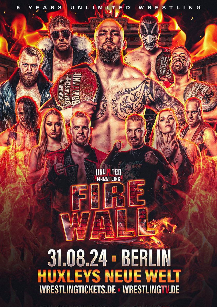 In 14 Tagen feiern wir 5 Jahre Unlimited Wrestling mit unserer bisher größten Show in Berlin! Bist Du bereit? 

Sichere Dir eines der letzten Stehplatz-Tickets oder bestell' jetzt schon den PPV:

🎟️wrestlingtickets.de
📺wrestlingtv.de