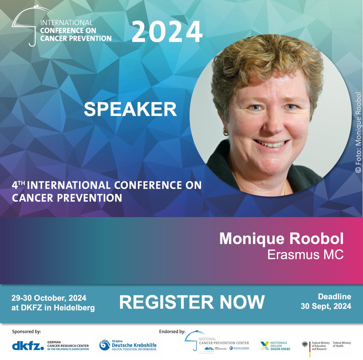 International Conference on Cancer Prevention (@intconfcanprev) on Twitter photo 📢 Thrilled to have Monique Roobol from <a href="/ErasmusMC/">Erasmus MC</a> presenting "Population-based #Screening for PCa - the PRAISE-U Initiative". She will highlight innovative approaches to #EarlyDetection of #ProstateCancer and the PRIASE-U project’s impact🔬
✍️ Register: indico.dkfz.de/e/ccp2024 📢 Thrilled to have Monique Roobol from <a href="/ErasmusMC/">Erasmus MC</a> presenting "Population-based #Screening for PCa - the PRAISE-U Initiative". She will highlight innovative approaches to #EarlyDetection of #ProstateCancer and the PRIASE-U project’s impact🔬
✍️ Register: indico.dkfz.de/e/ccp2024