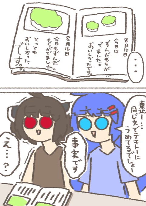 絵日記を書くウナきり
#東北きりたん
#音街ウナ 