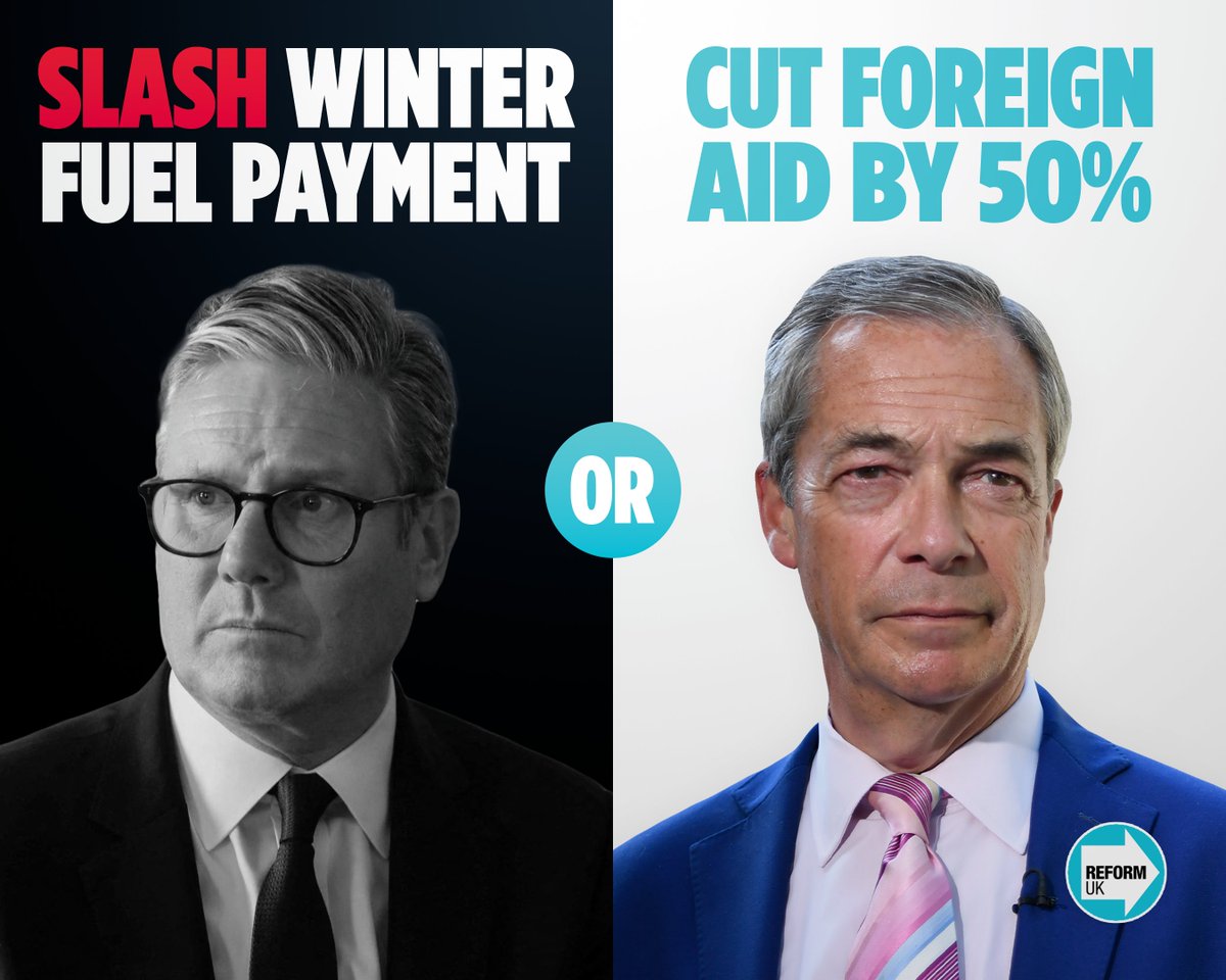 Labour will cut pensioners' Winter Fuel Payment.

Reform UK would halve foreign aid instead.