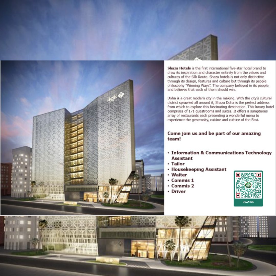 JobsArchives's tweet photo. Shaza Hotels Offers New Doha Jobs for Immediate Start
Apply online: https://t.co/gTY1SllTlM
#ShazaHotels #DohaCareers #JobOpportunities #HospitalityJobs #CareerGrowth #JoinOurTeam #ShazaCareers #DohaJobs #WorkInDoha #HospitalityExcellence https://t.co/LyvWelq4Vq