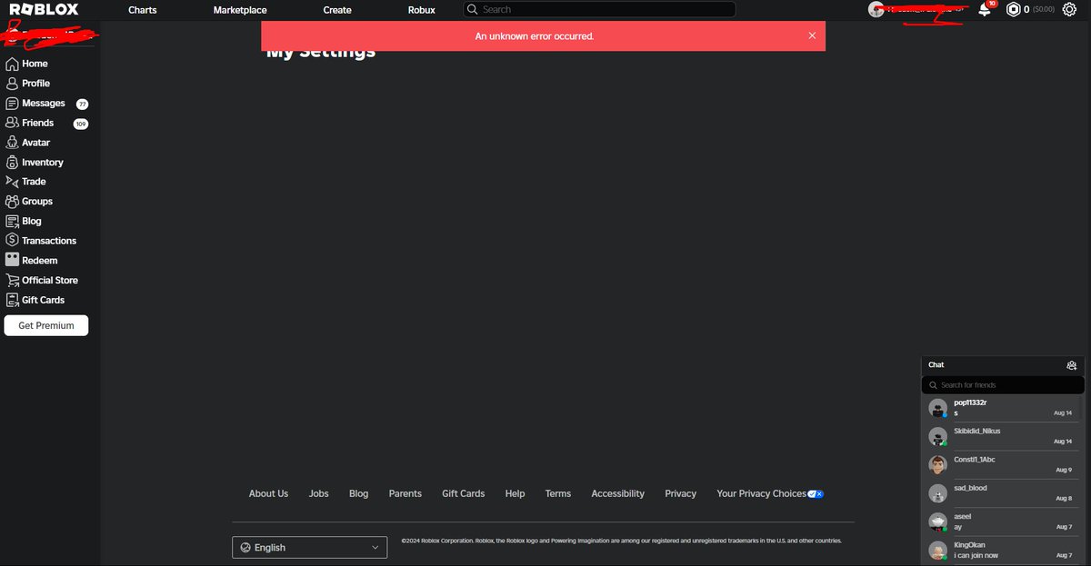YYSX_2's tweet image. ROBLOX PLEASE SHUT DOWN ROBLOX IM GETTING HACKED WHILE I CANT EVEN CHANGE MY PASSWORD #roblox #robloxhack @Roblox @Roblox_RTC @RblxTracker HELP PLEASE
