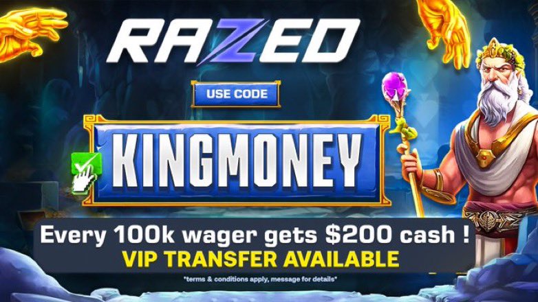 SportsKingPing's tweet photo. Welcome to RAZED! @Razedcom 🍿

VIP TRANSFERS ARE AVAILABLE! 🎉

Wager 300k + a month? Shoot me a message let’s get you on a VIP TRANSFER! 

https://t.co/KJYoOcS9kp 

Giving away $2,500 to people who sign up with my code ( kingmoney ) and deposit/wager! https://t.co/Zxu1jInAze