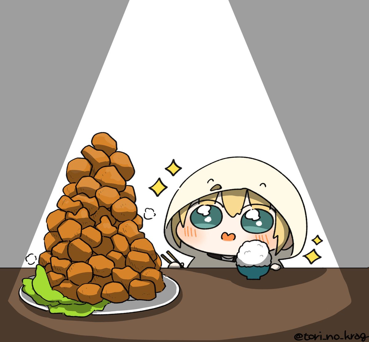 うちの本丸、いい感じに揚がってます🍗