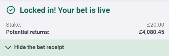 🚨 203/1 PREMIER LEAGUE LONGSHOT BET BUILDER IS READY!

• £20 returns £4,080
• Fully researched
• Won 211/1, 32/1 and 20/1 bet builders in the last week

SMASH LIKE ♥️ if you want a look.