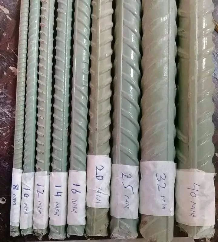 Size of steel bar used for construction