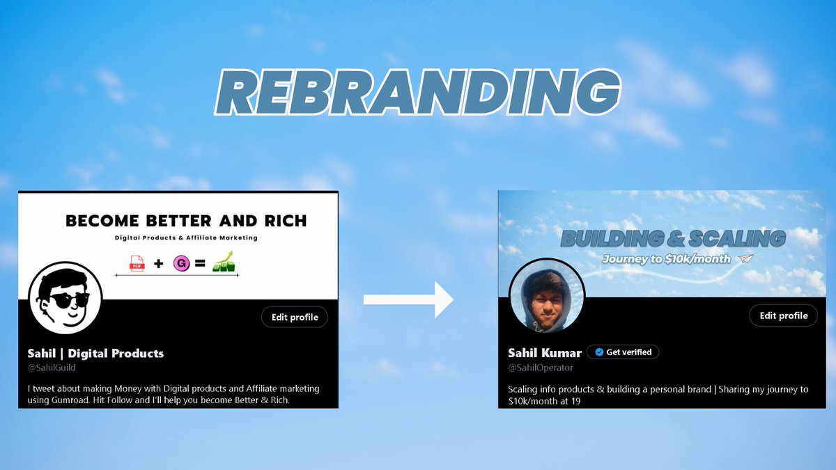 SahilOperator's tweet image. 𝗥𝗲-𝗯𝗿𝗮𝗻𝗱𝗶𝗻𝗴 𝗱𝗼𝗻𝗲.

So what&apos;s new? 

➺ New bio
➺ New banner
➺ New face ( it&apos;s old )

I am getting a bluetick for long forms.

Now,

I&apos;ll mainly focus on 3 things:

➺ Sharing &amp;amp; improving skills
➺ Sharing my journey
➺ Sharing my goals

Let&apos;s do it.

Thoughts?