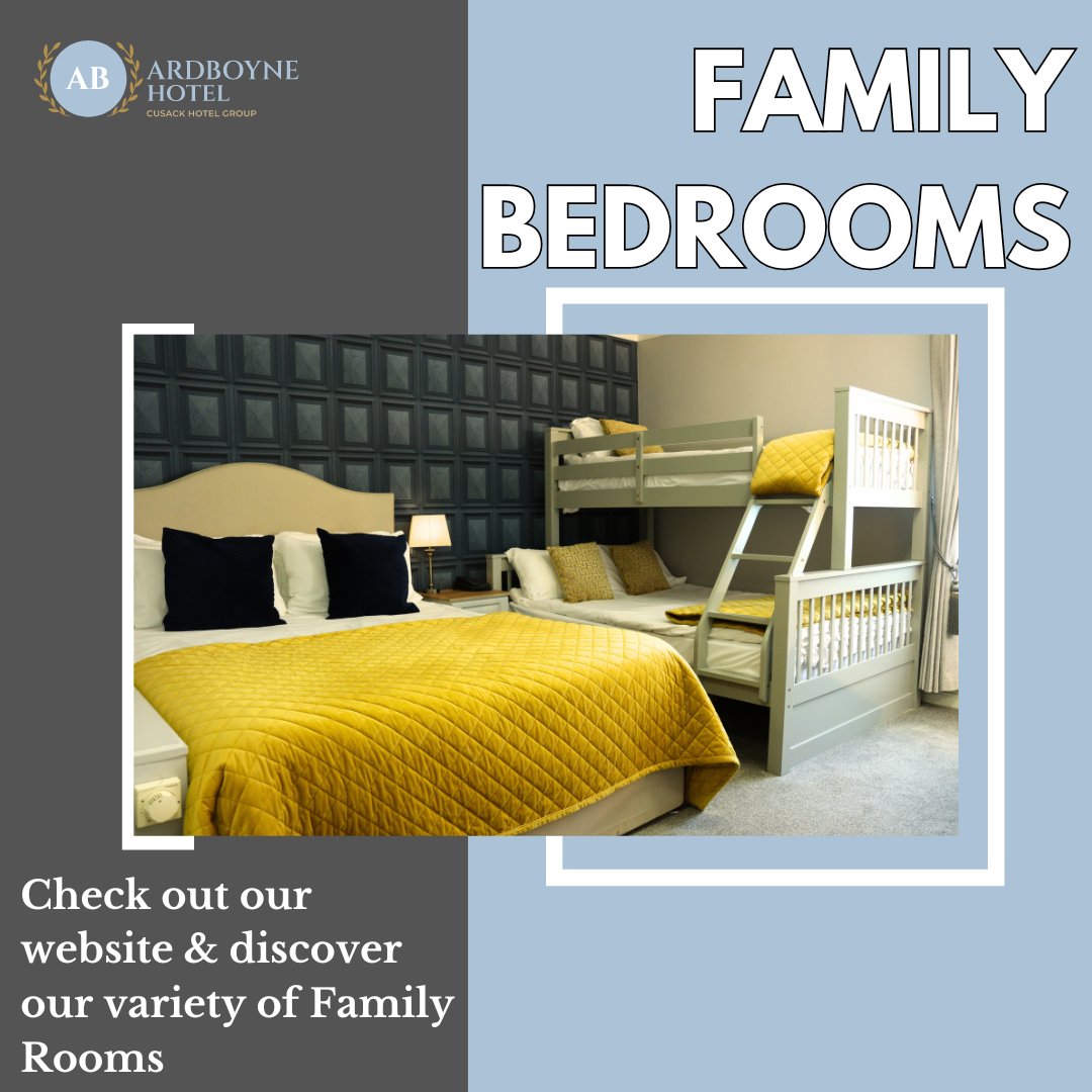 Family hotels should offer all the essential comforts of home, The Ardboyne Hotel has a selection of family rooms available this Summer!

Book your Stay with us in our Family Rooms: bit.ly/4ccVAOh