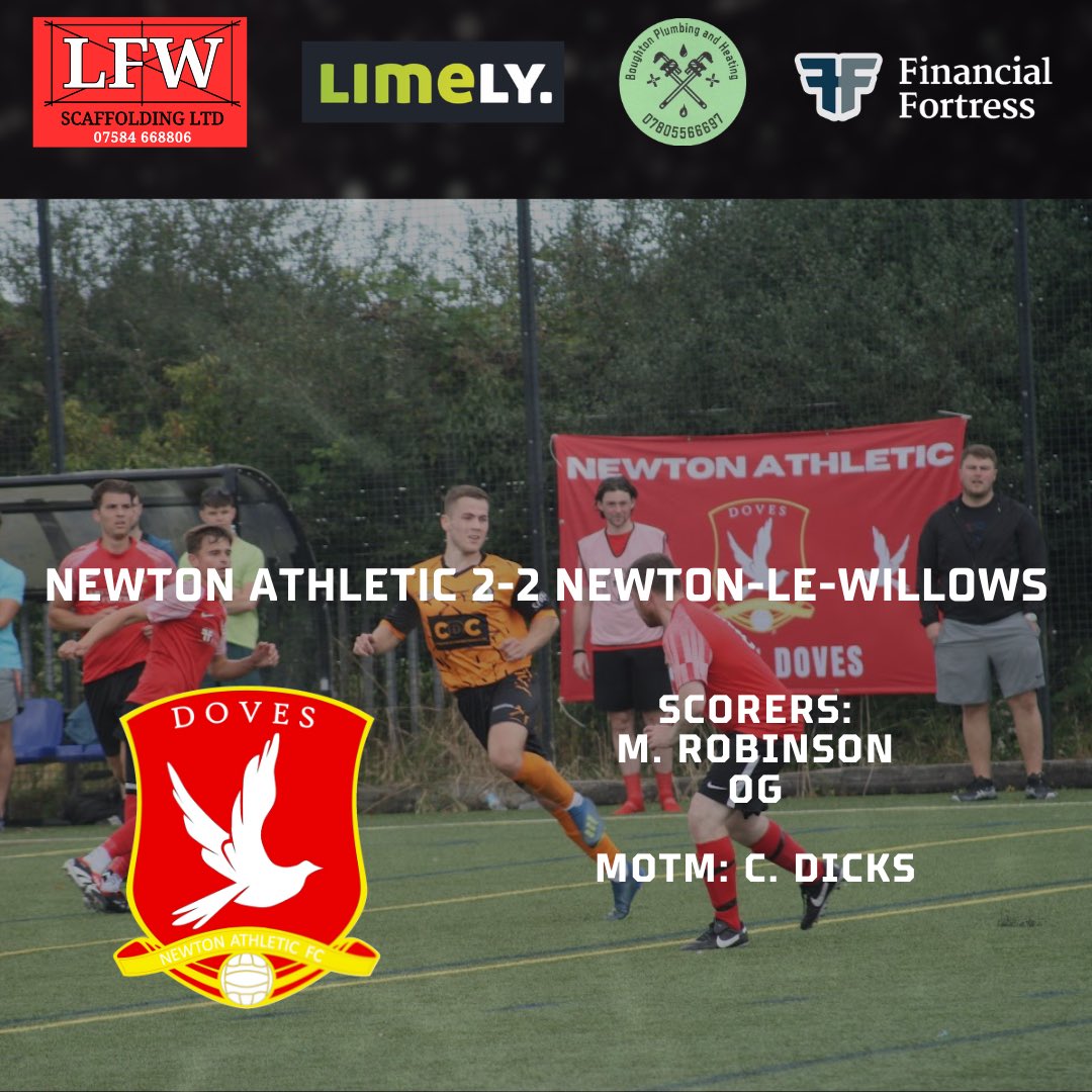 Newton Athletic (@newtonath_doves) on Twitter photo RESULT |
Doves 2-2 <a href="/NLWFCOA/">Newton-le-Willows FC Open Age</a>
Disappointing to drop two points after conceding a late equaliser
<a href="/CheshireFL/">Cheshire Football League ⚽️</a> RESULT |
Doves 2-2 <a href="/NLWFCOA/">Newton-le-Willows FC Open Age</a>
Disappointing to drop two points after conceding a late equaliser
<a href="/CheshireFL/">Cheshire Football League ⚽️</a>
