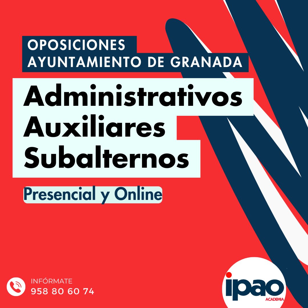 AcademiaIPAO's tweet photo. ¿Estás pensando en preparar alguna de estas oposiciones a la Administración Local?
🔸Administrativo, Auxiliar, Subalterno del Ayuntamiento de Granada
🔹Arquitecto Técnico, Trabajador Social, Educador Social.
Infórmate de las características de nuestros grupos
Retomamos las clases https://t.co/RvlObXdGWb