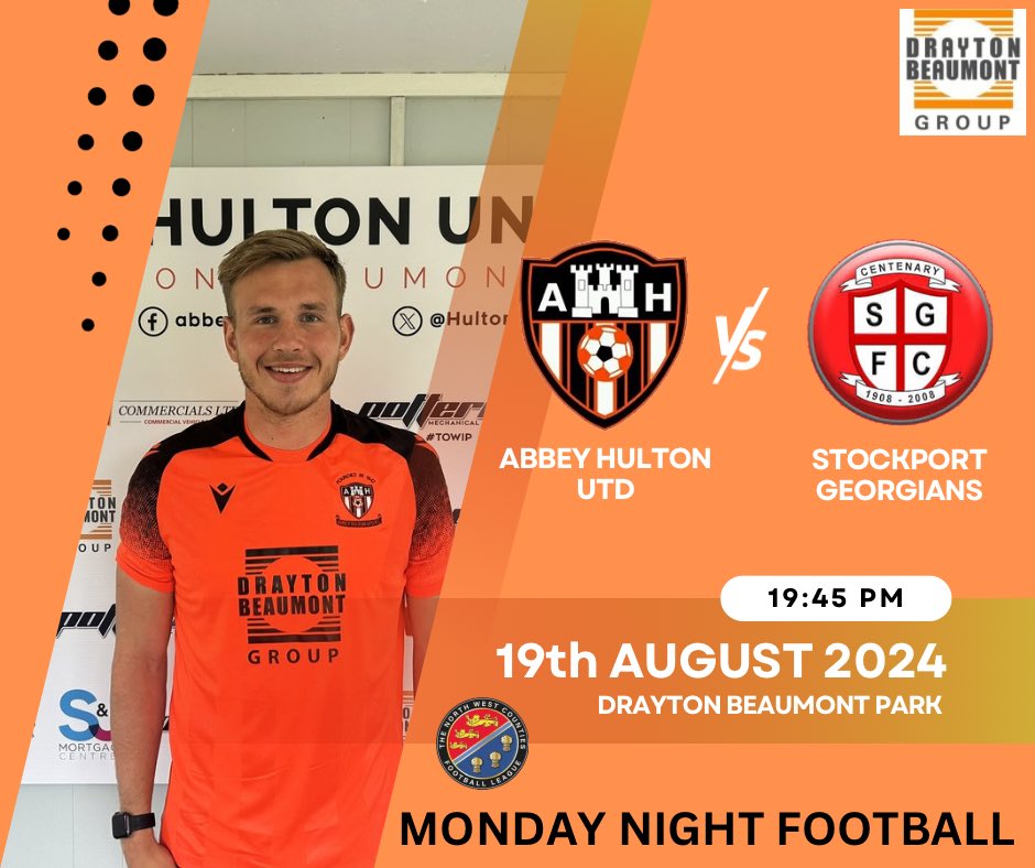 Monday Night Football ⚽️

Tomorrow night we are at home to ⁦<a href="/OfficialSGFC/">Stockport Georgians FC</a>⁩ who had a great result on Saturday as they beat table toppers Alsager Town.

Should be in for a cracking game and hopefully that the lads can continue with the consistency shown in last 3 matches.