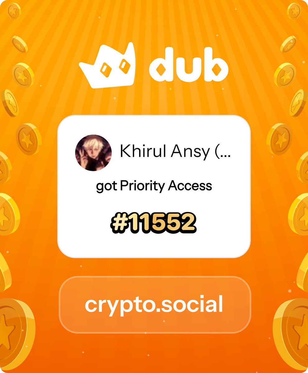 AnsyKhirul's tweet photo. I just got Priority Access to Dub! Let’s make memecoins PvE again. Get in early™. https://t.co/wJdp7jJN4t https://t.co/WrQazW0pN3