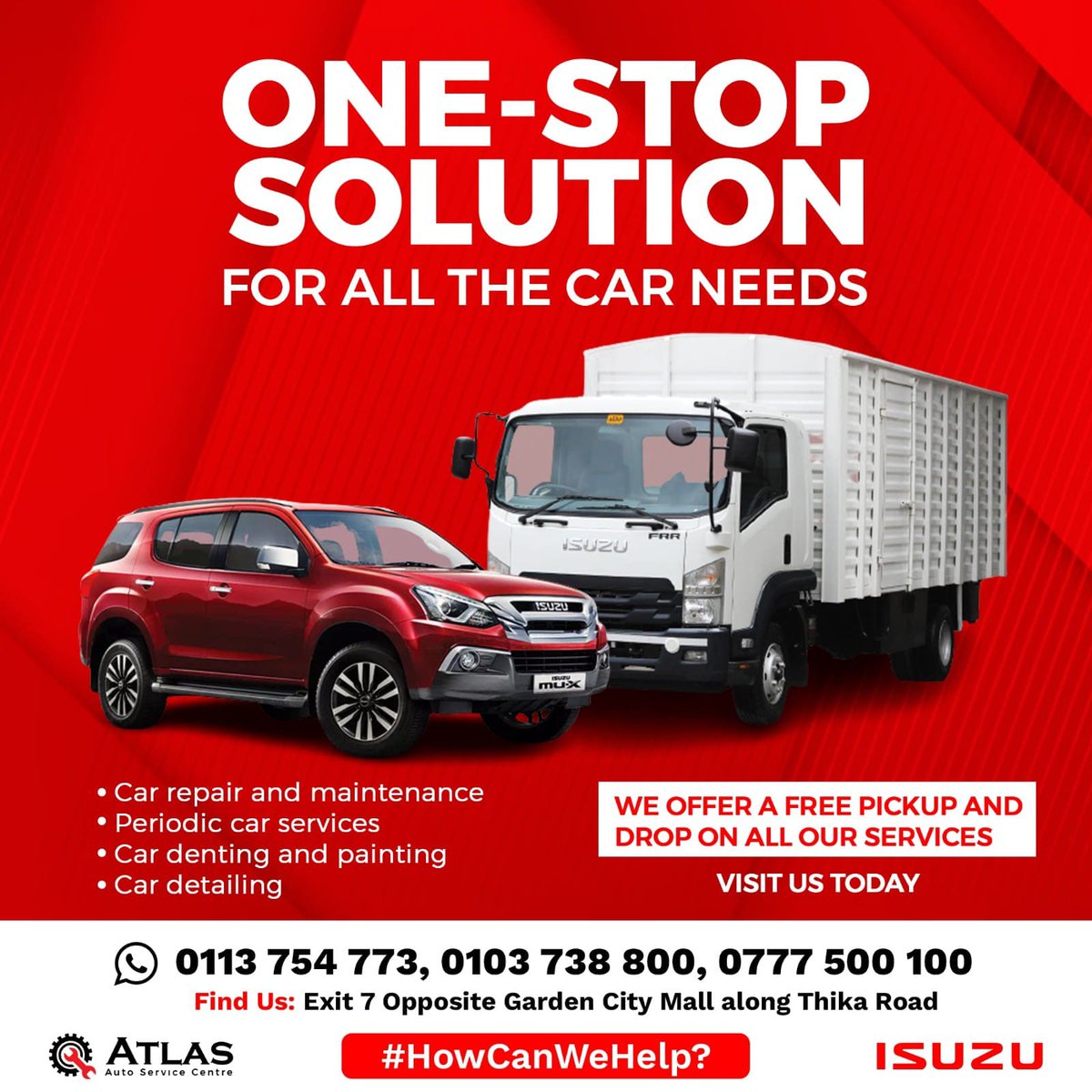 Atlas Service Centre (@atlasautocentre) on Twitter photo Need something for your car? We've got it! ๐๐งย From routine maintenance to custom upgrades, <a href="/Atlasautocentre/">Atlas Service Centre</a> your go-to destination.#howcanwehelp #garage #isuzu #OneStopAuto #AtlasAutoService #CarCare #FreeAoko #RutoLiesAllTheTime #UFC305 #WingsToFly #ARSWOL Need something for your car? We've got it! ๐๐งย From routine maintenance to custom upgrades, <a href="/Atlasautocentre/">Atlas Service Centre</a> your go-to destination.#howcanwehelp #garage #isuzu #OneStopAuto #AtlasAutoService #CarCare #FreeAoko #RutoLiesAllTheTime #UFC305 #WingsToFly #ARSWOL